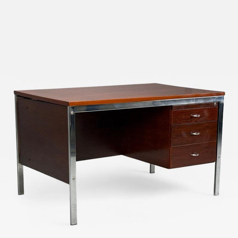 Jean Gillon Brazilian Modern Jacaranda Chrome Writing Desk Brazil 1960s