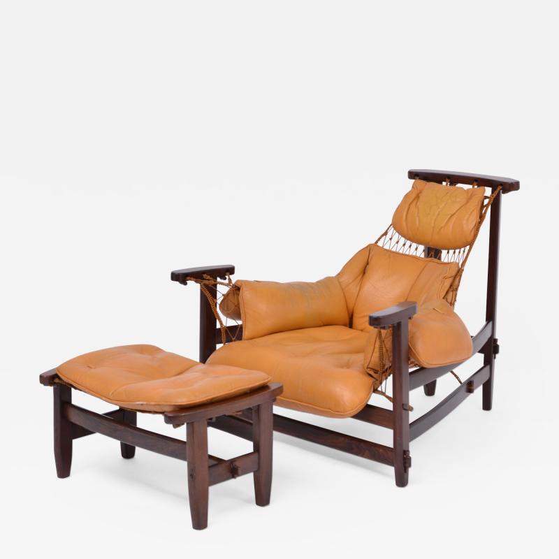 Jean Gillon Iconic Brazilian Jangada Lounge Chair with Ottoman by Jean Gillon