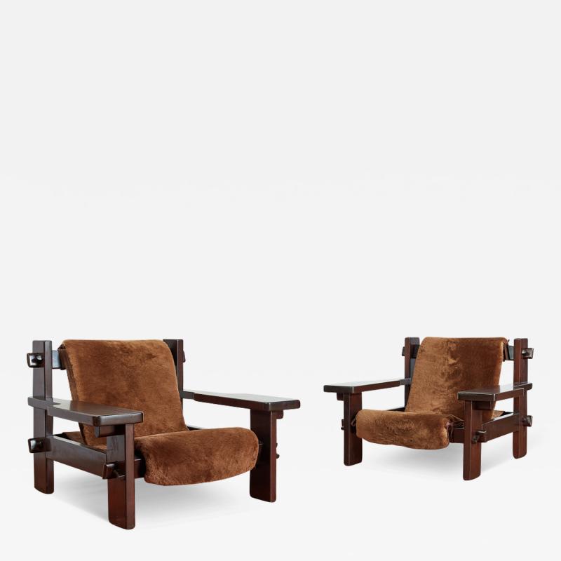 Jean Gillon JEAN GILLON PADDLE SHEARLING ARM CHAIRS