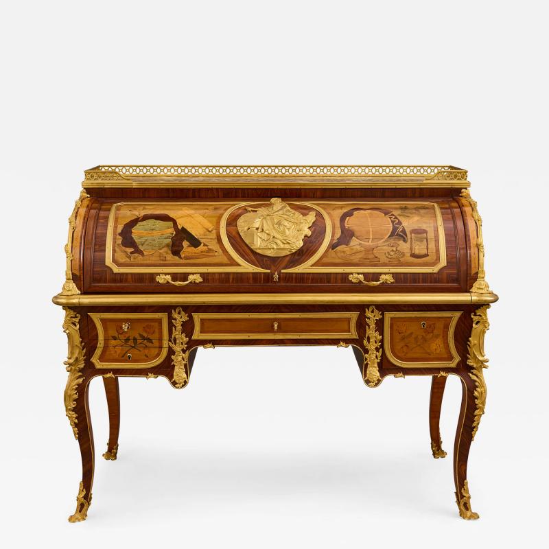 Jean Henri Riesener Antique French ormolu mounted roll top desk in the style of Riesener