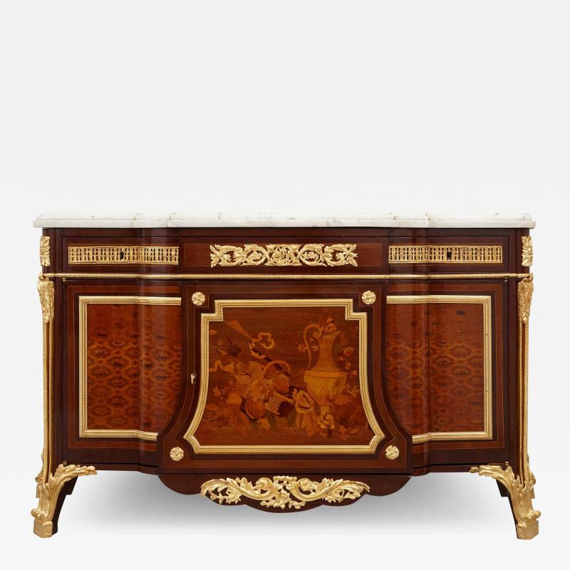 Jean Henri Riesener Very fine Louis XVI style ormolu mounted marquetry commode