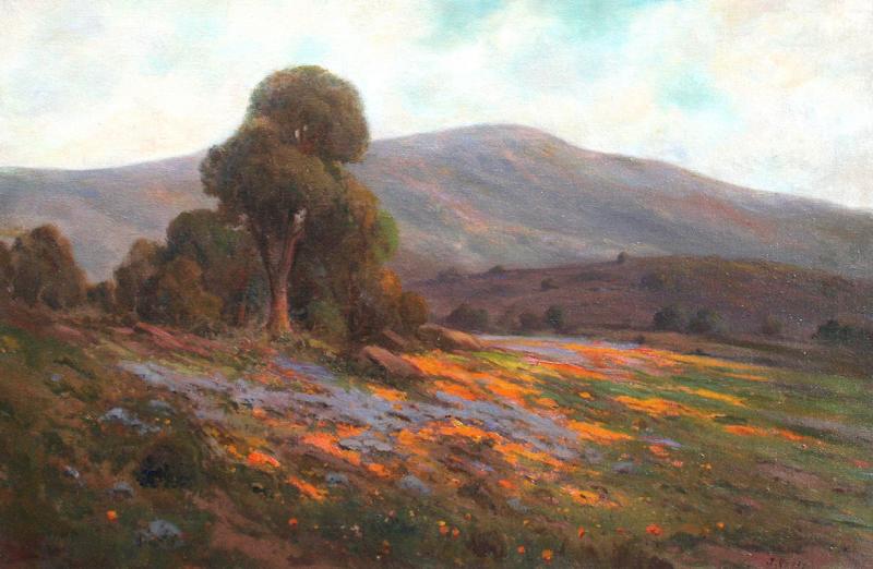 Jean J Perry Southern California Landscape with Wildflowers