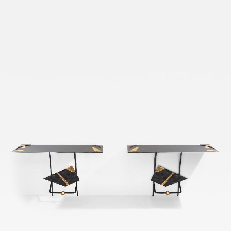 Jean Jacques Argueyrolles Jean Jacques Argueyrolles brutalist console tables wrought iron 1990