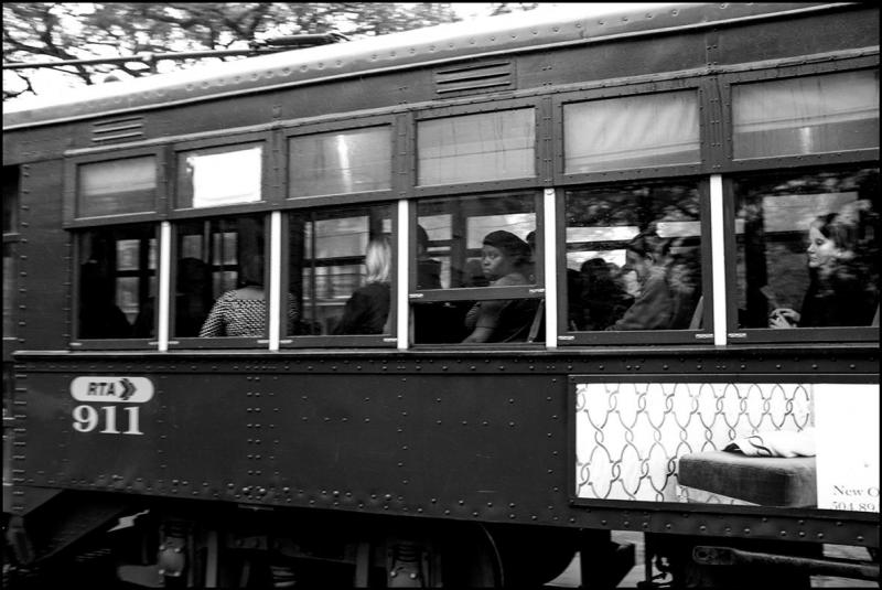 Jean Luc Fievet 2016 New Orleans Black and White Photograph of New Orleans Historic Street Car