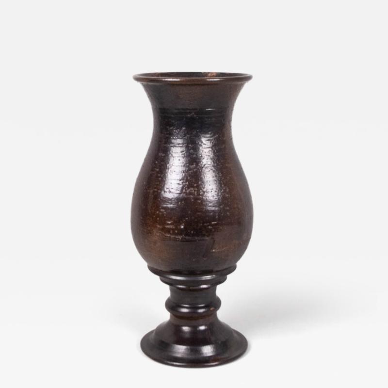 Jean Marais Large Jean Marais vase in brown black glazed enamel 1960s
