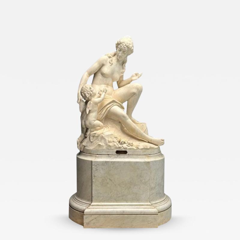 Jean Marie Boucher Venus and Cupid Marble Statue White Marble Romantic 1910