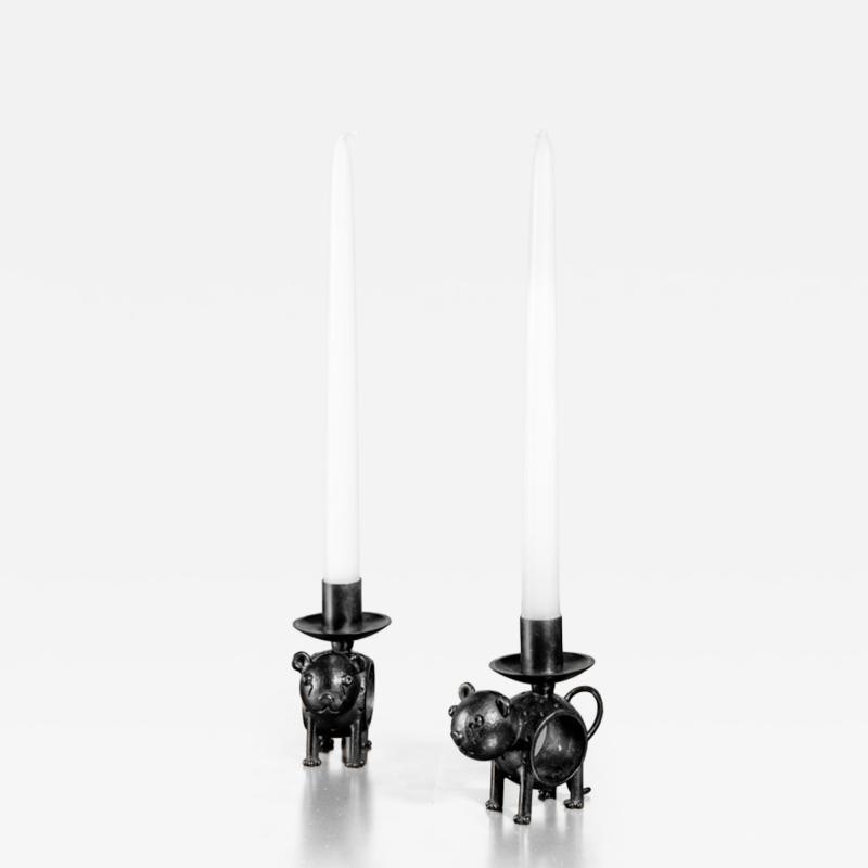 Jean Marie Fiori Beast Pair of Candlesticks with handle 2023