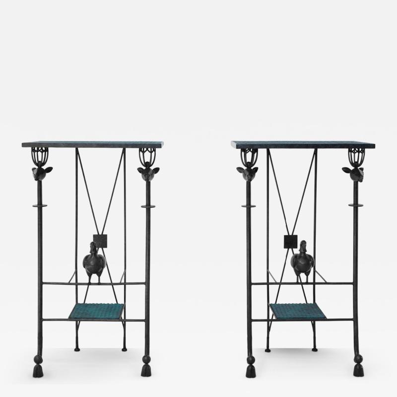 Jean Marie Fiori Pair of Hisa Small Consoles with Deers and Bird 2024
