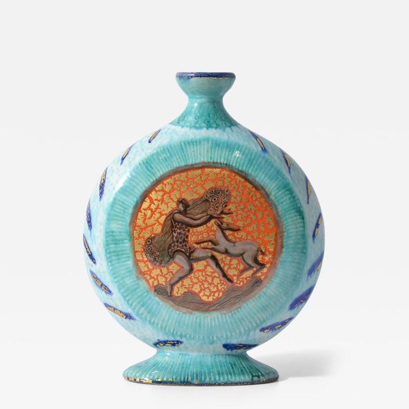 Jean Mayodon Rare Art Deco Period Ceramic Moon Flask by Jean Mayodon