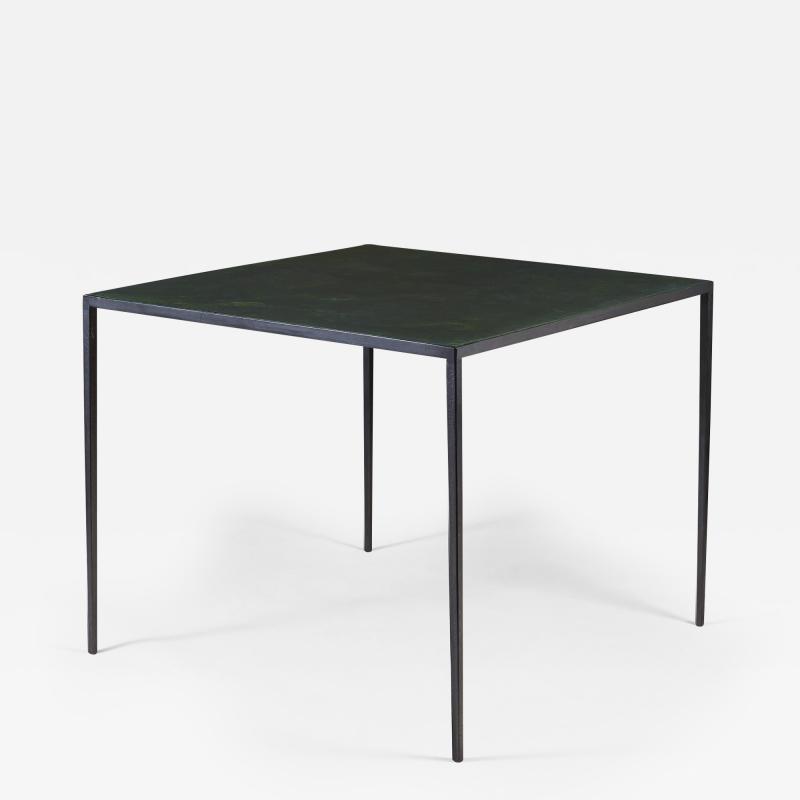 Jean Michel Frank 1938 iron and leather bridge games table by Jean Michel Frank