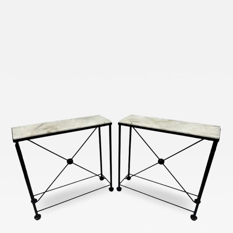 Jean Michel Frank 2 French Modern Neoclassical Rock Crystal Iron Consoles Jean Michel Frank