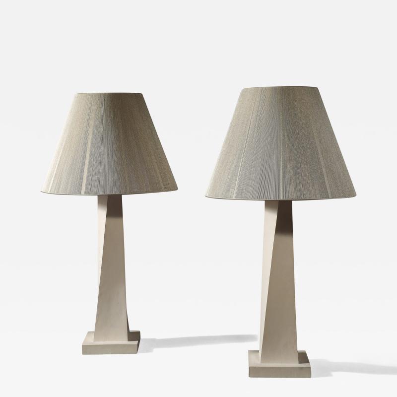 Jean Michel Frank A Pair of Contemporary Coade Stone Lamps in the style of Jean Michel Frank