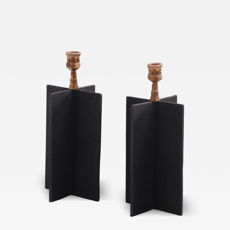 Jean Michel Frank A Pair of Iron Table Lamps in the manner of Jean Michel Frank 
