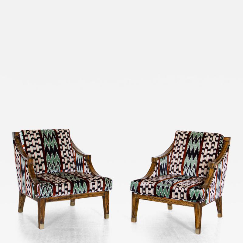 Jean Michel Frank A Pair of Simulated Rosewood Armchairs in the manner of Jean Michel Frank 1970s