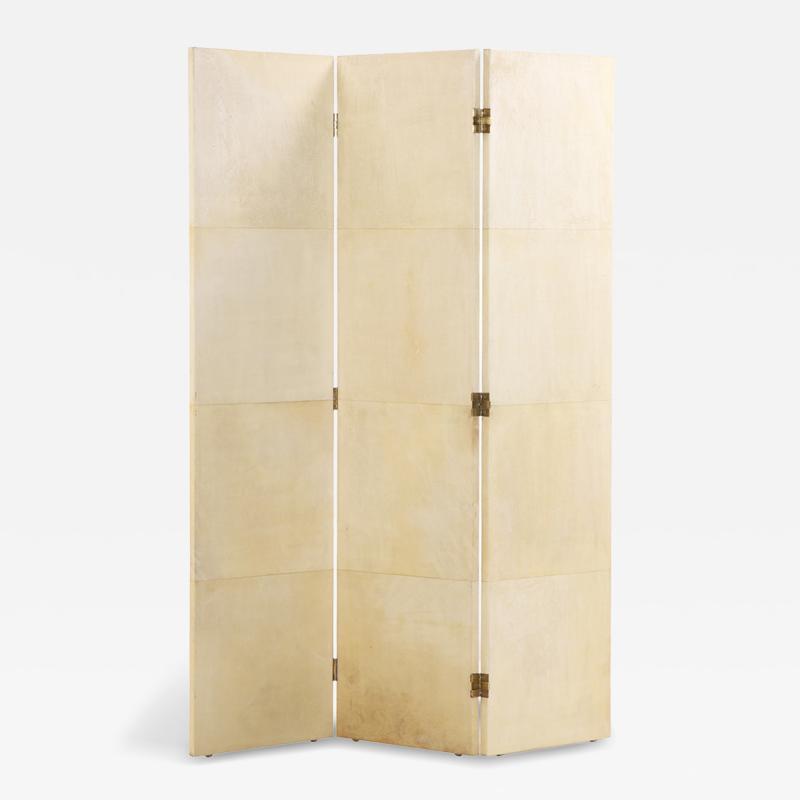 Jean Michel Frank A paneled parchment covered folding screen in the manner of Jean Michel Frank 