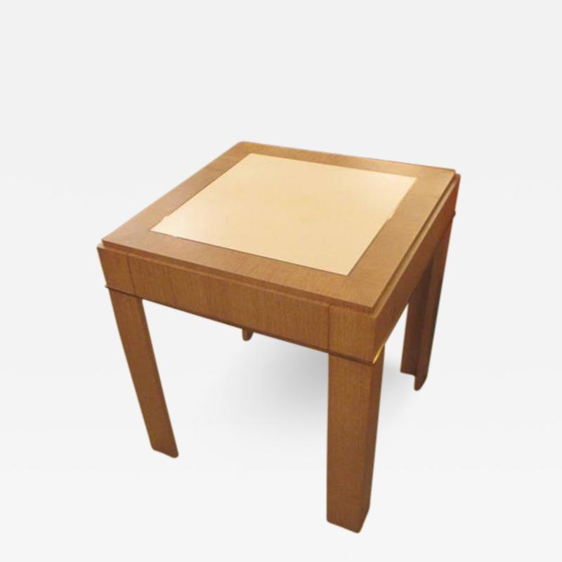 Jean Michel Frank Custom Cerused Oak Side Table with Parchment Top