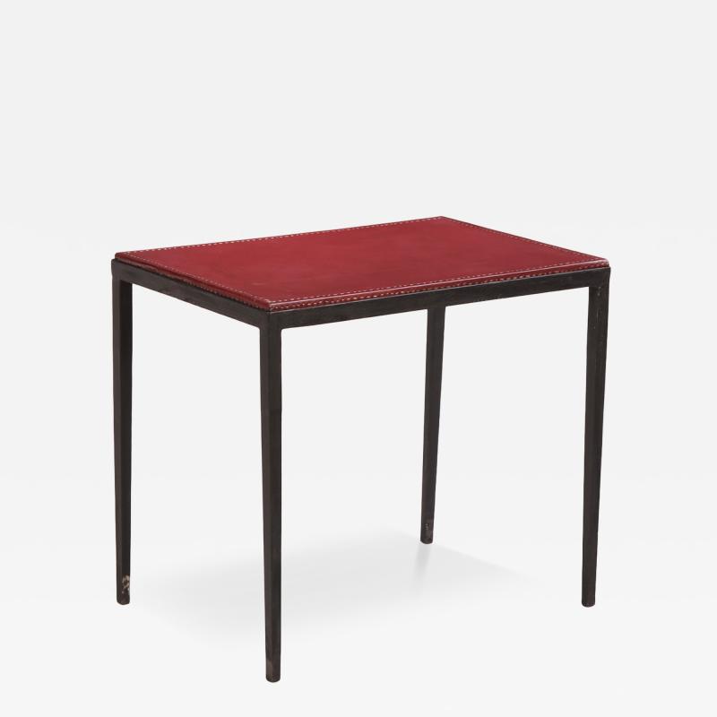 Jean Michel Frank Iron and Leather Side Table in the manner of Jean Michel Frank Contemporary