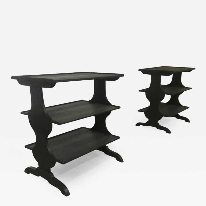 Jean Michel Frank J M Frank attributed Rare Pair of Black 3 Tier Side Tables