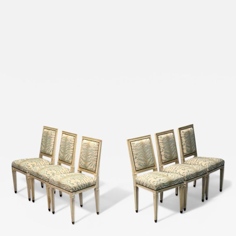 Jean Michel Frank Jean Michel Frank Louis XVI Style Six Dining Chairs Parchment France 1930s