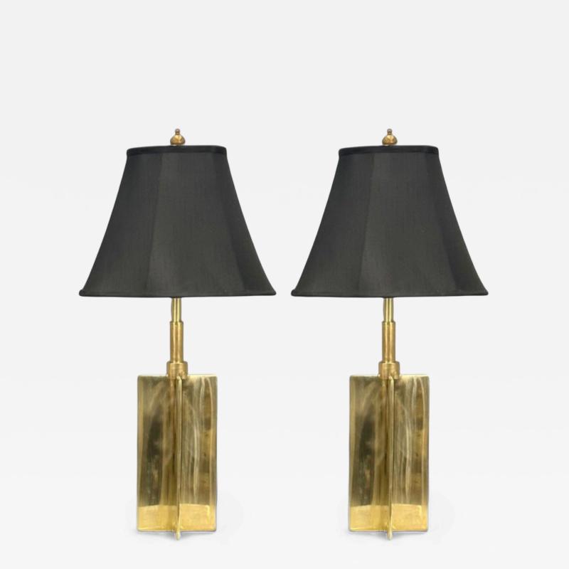 Jean Michel Frank Jean Michel Frank Style Mid Century Modern Bronze Table Lamps 1970s