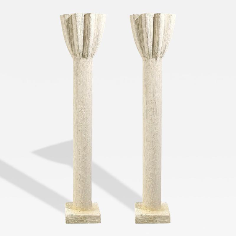 Jean Michel Frank Jean Michel Frank Style Monumental Torchiere Lamps Plaster 20th c 