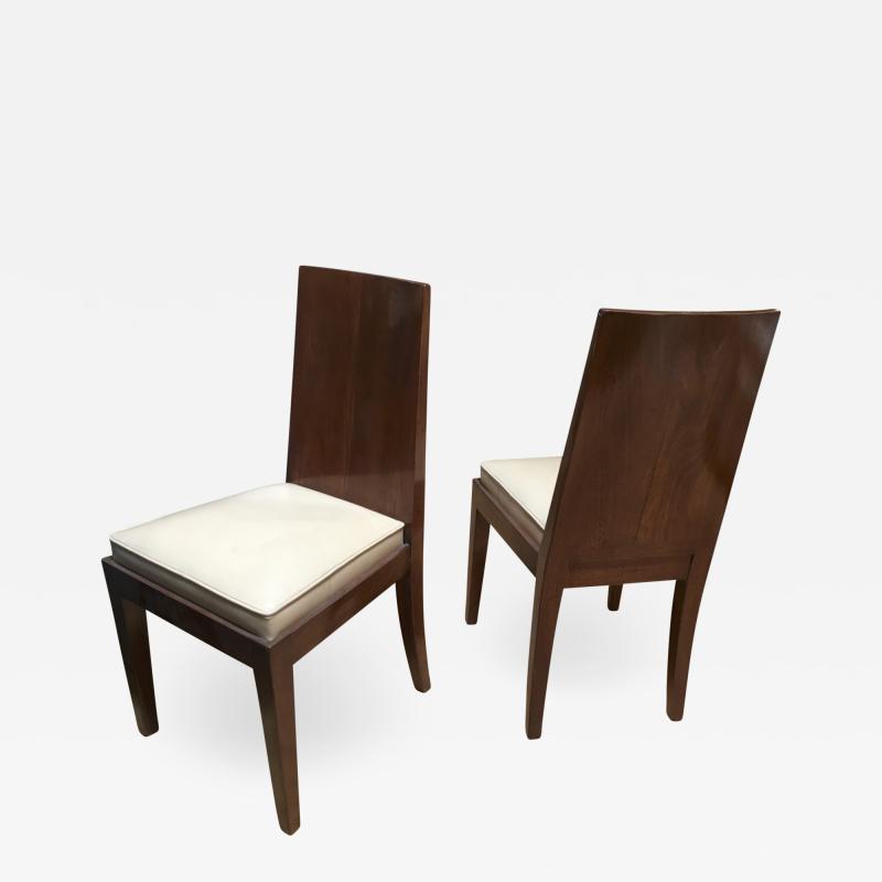 Jean Michel Frank Jean Michel Frank in the style Pair of Walnut Refined Chairs