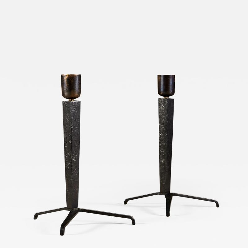 Jean Michel Frank Pair of 1940s painted iron tripod table lamps by Jean Michel Frank