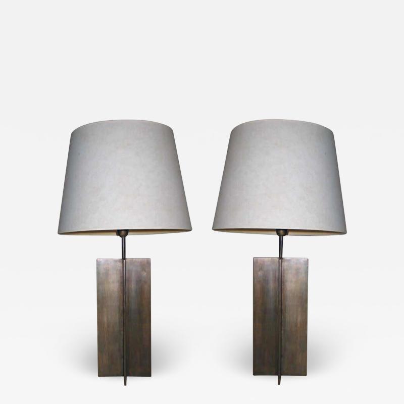 Jean Michel Frank Pair of Cross Form Table Lamps in the Manner of Jacques Quinet