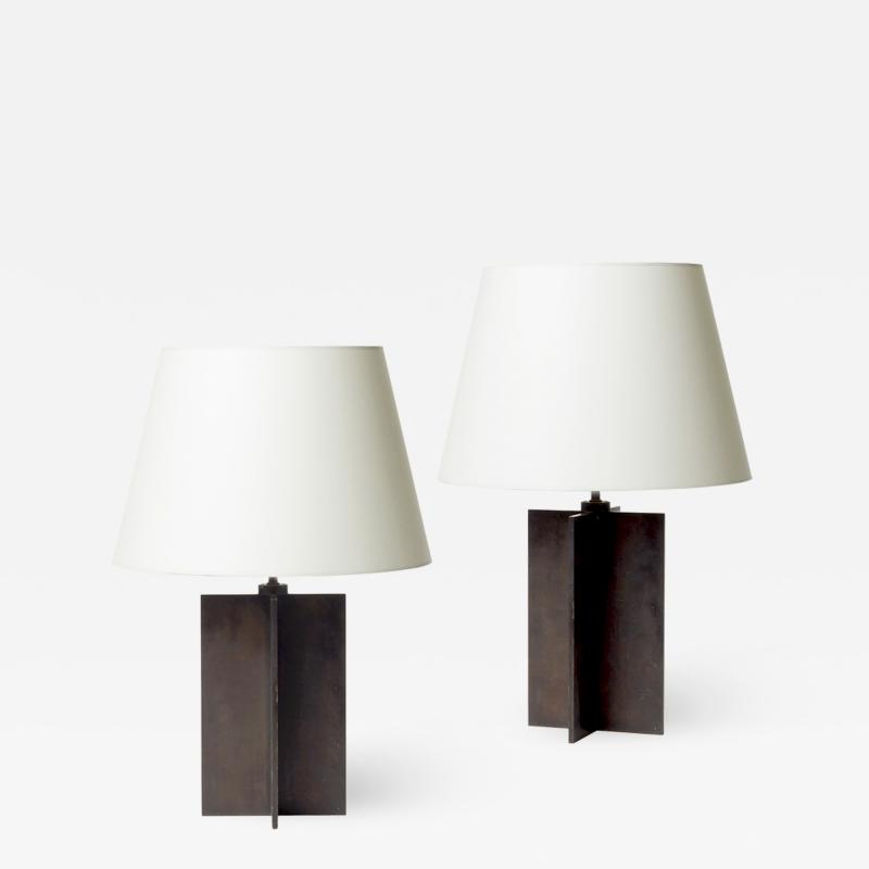 Jean Michel Frank Pair of Crosspiece table lamps