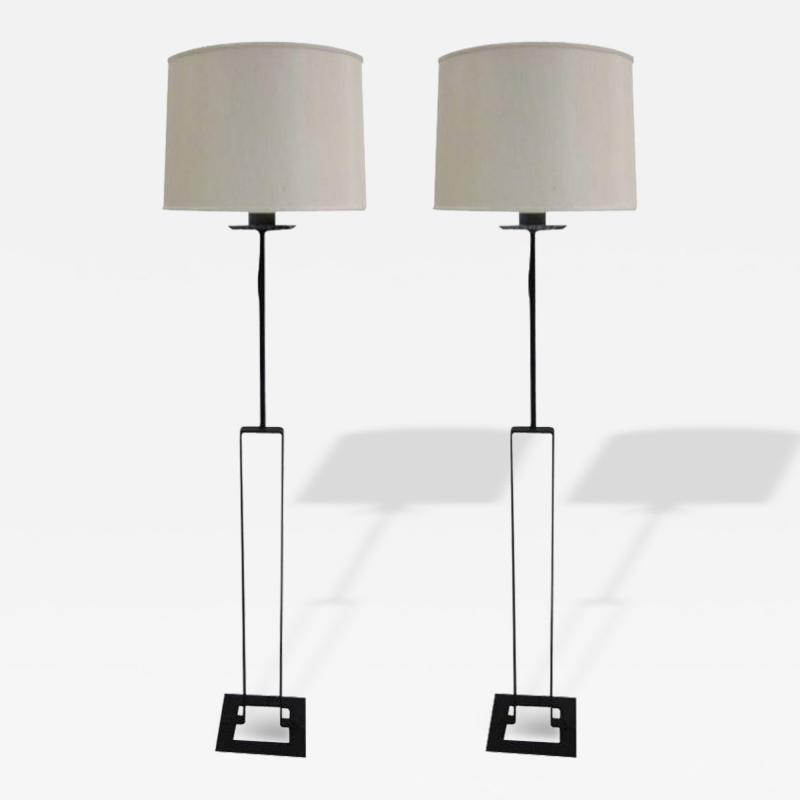 Jean Michel Frank Pair of French Modern Minimalist Wrought Iron Floor Lamps Jean Michel Frank