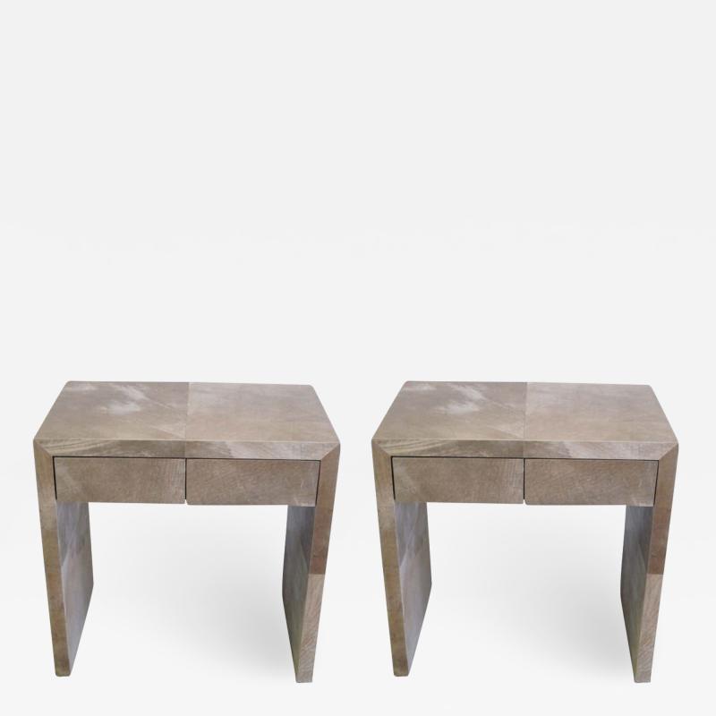 Jean Michel Frank Pair of French Parchment Nightstands in the style of Jean Michel Frank