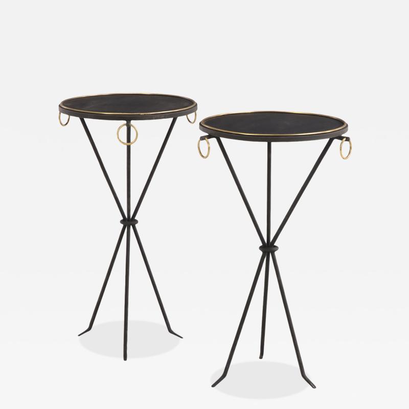 Jean Michel Frank Pair of Gueridon Style Iron Bronze Drinks Tables manner of Jean Michel Frank 