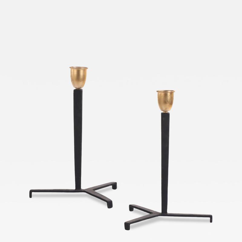 Jean Michel Frank Pair of Iron Tripod Table Lamps in the Manner of Jean Michel Frank Contemporary