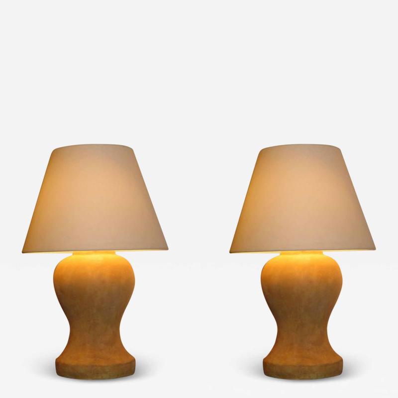 Jean Michel Frank Pair of Modern Neoclassical Plaster Table Lamps after Jean Michel Frank