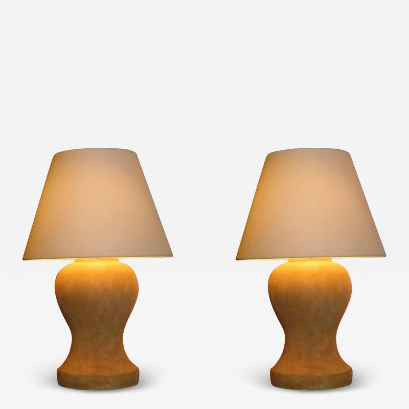 Jean Michel Frank Pair of Modern Neoclassical Plaster Table Lamps after Jean Michel Frank