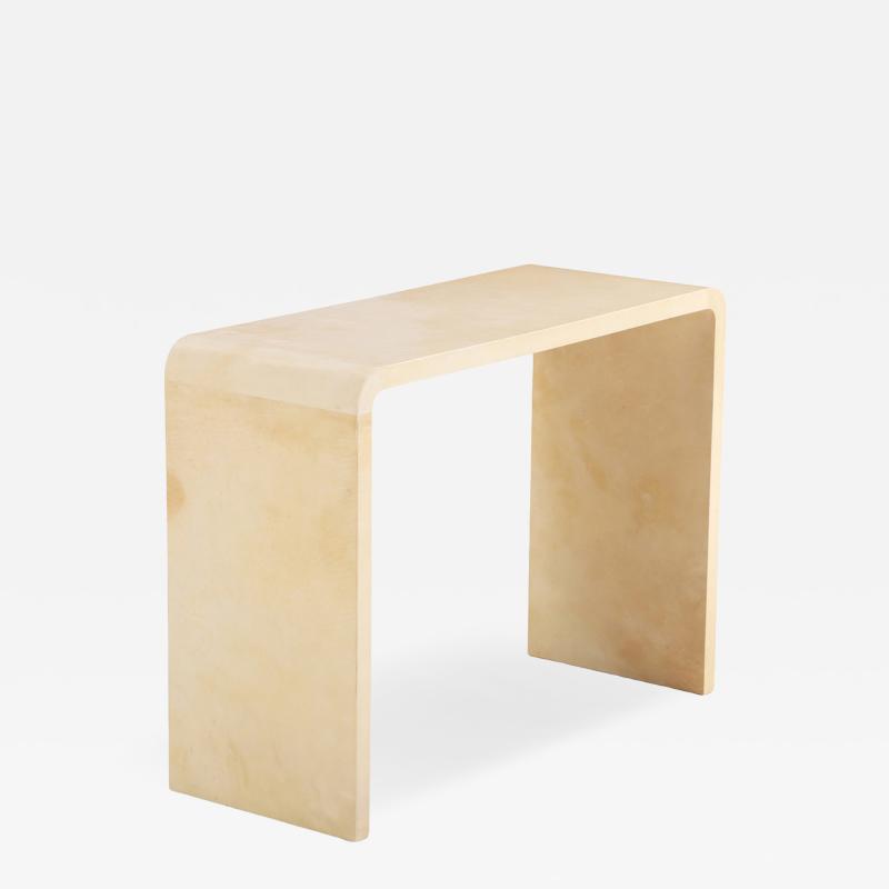 Jean Michel Frank Parchment Covered Waterfall Console in the manner of Jean Michel Frank 