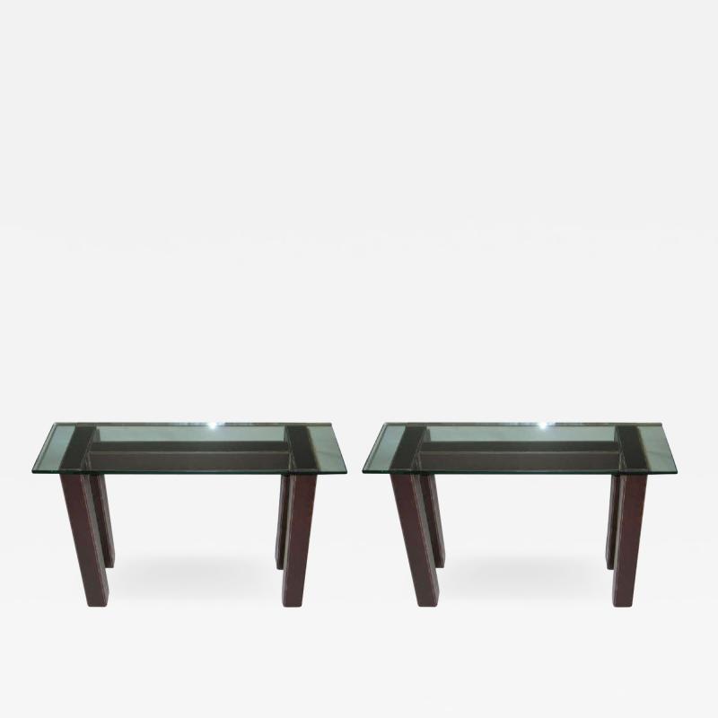 Jean Michel Frank Two French Leather Mid Century Consoles in the Style of Jean Michel Frank