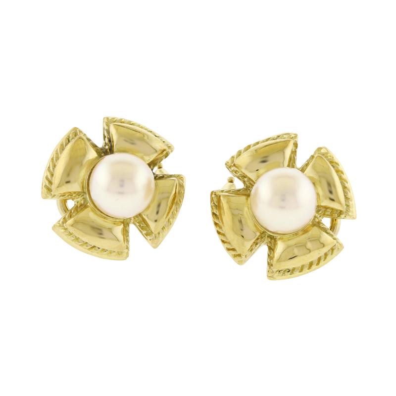 Jean Michel Schlumberger Jean Schlumbeger for Tiffany Co Maltase Cross Pearl Earring