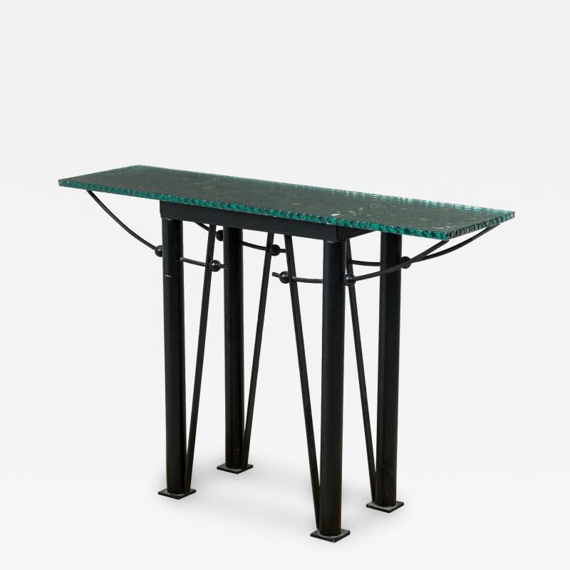 Jean Michel Wilmotte French Iron and Mirrored Glass Console Table manner of Jean Michel Wilmotte