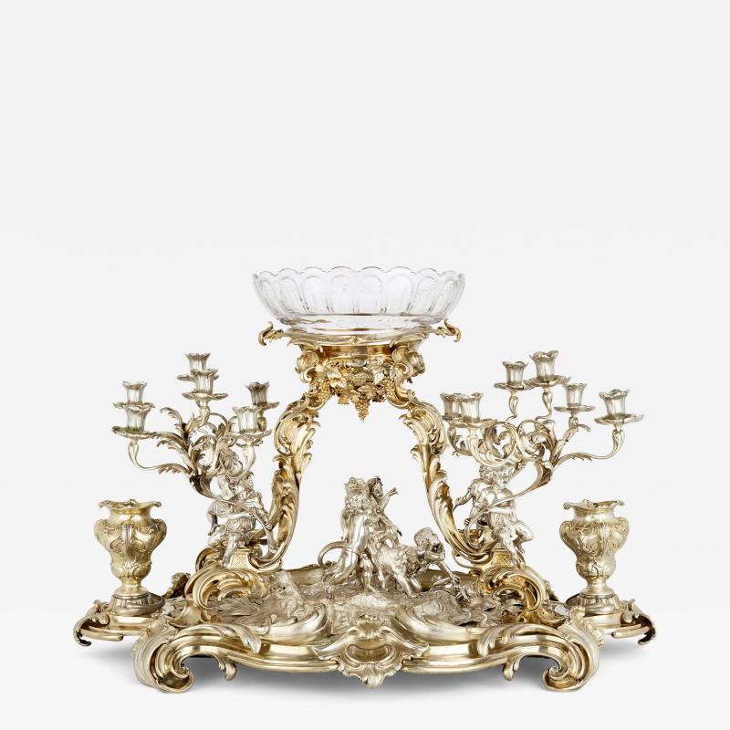 Jean Morel Very large antique silvered and gilt bronze centrepiece by Morel