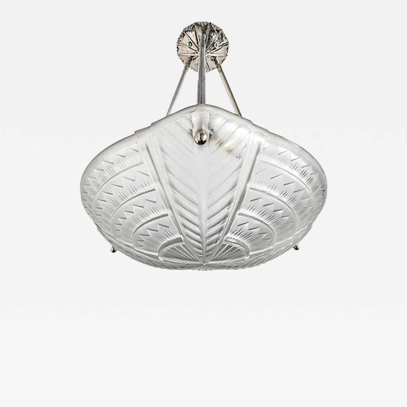 Jean Noverdy French Art Deco Pendant Chandelier by Noverdy