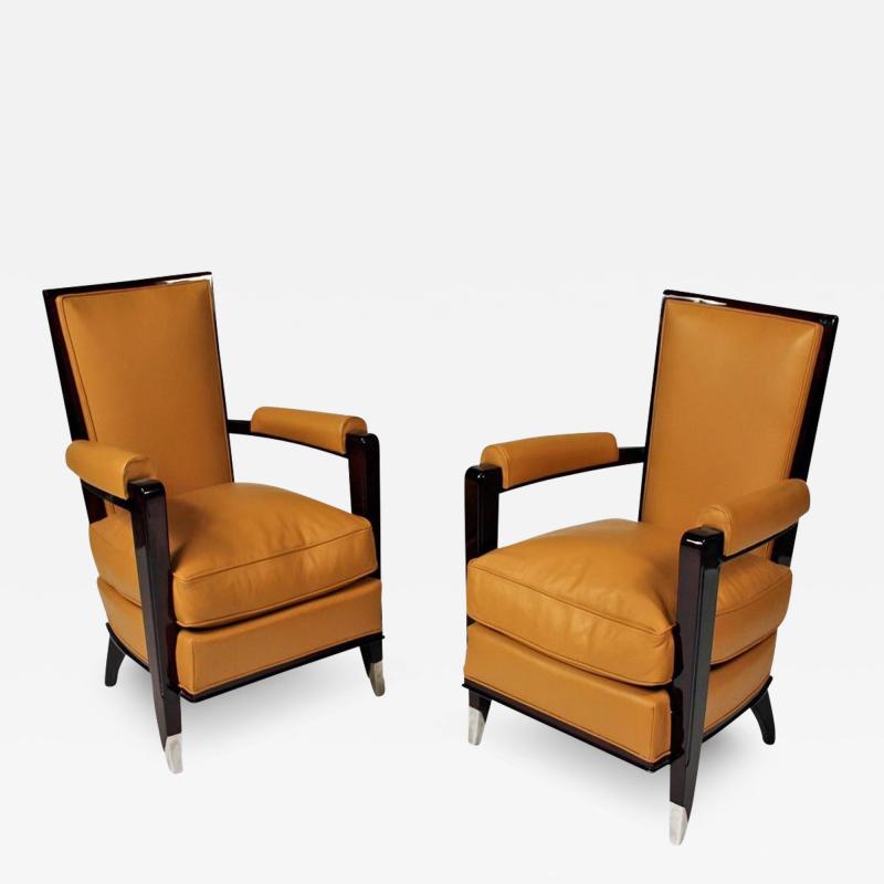 Jean Pascaud Art Deco Armchairs by Jean Pascaud