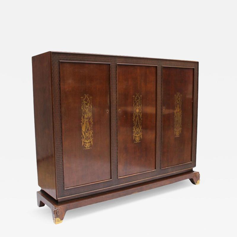 Jean Pascaud Fine French 1940s Cabinet Armoire by Jean Pascaud Marquetry by J D Malcles