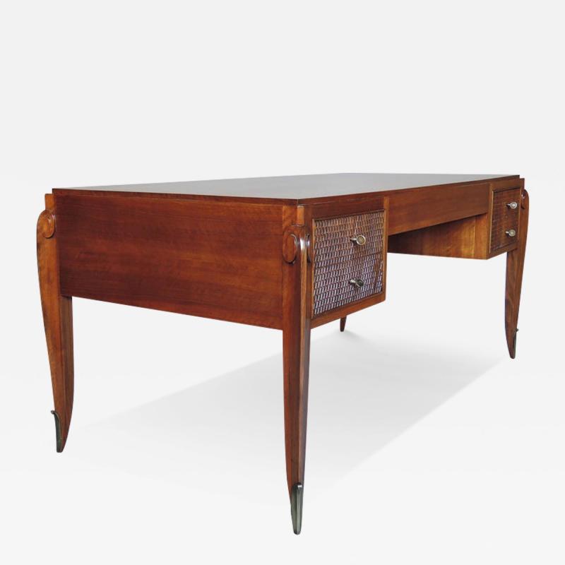 Jean Pascaud Fine French 1940s Walnut Desk by Jean Pascaud