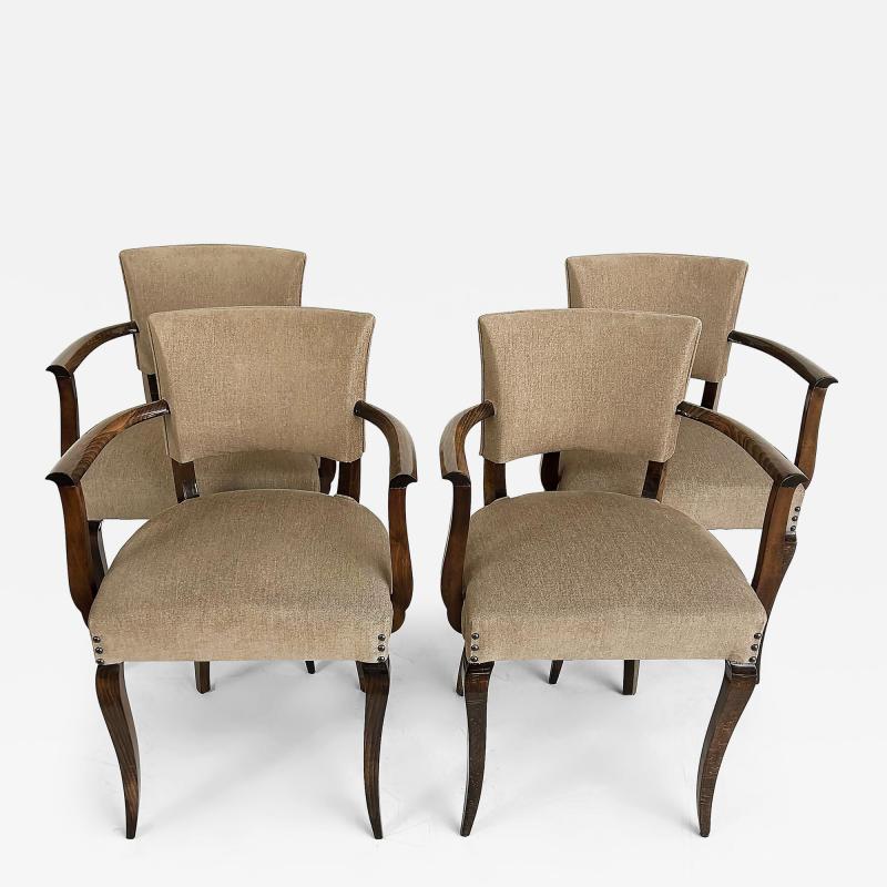 Jean Pascaud French Art Deco Beech Wood Armchairs by Jean Pascaud Two Pairs Available c1940s