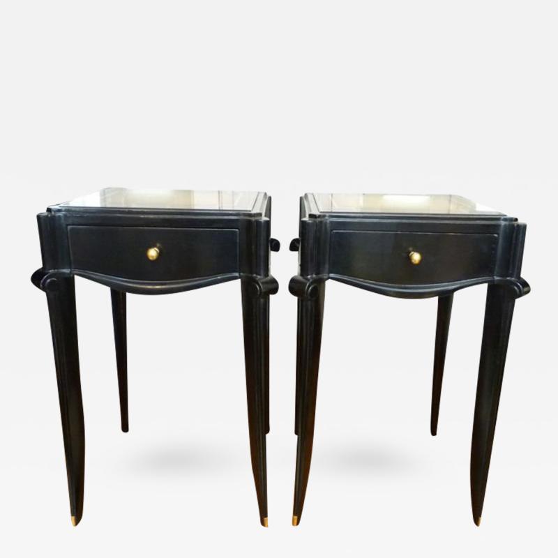 Jean Pascaud Jean Pascaud Black Varnish and Gold Sabot Side Table