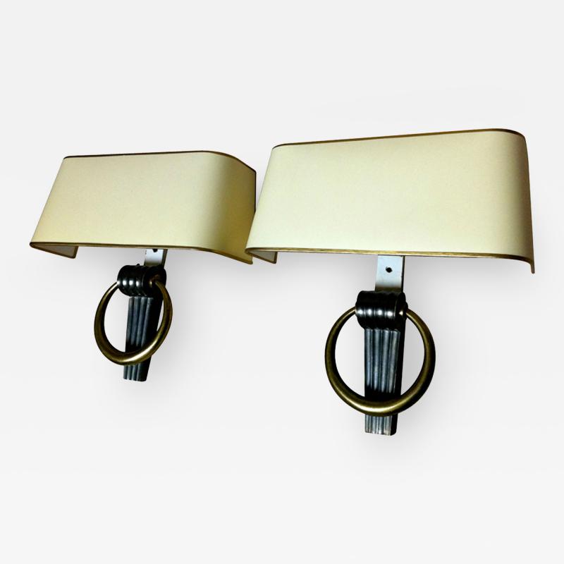 Jean Pascaud Jean Pascaud Refined Gold Bronze Neoclassic Pair of Sconces