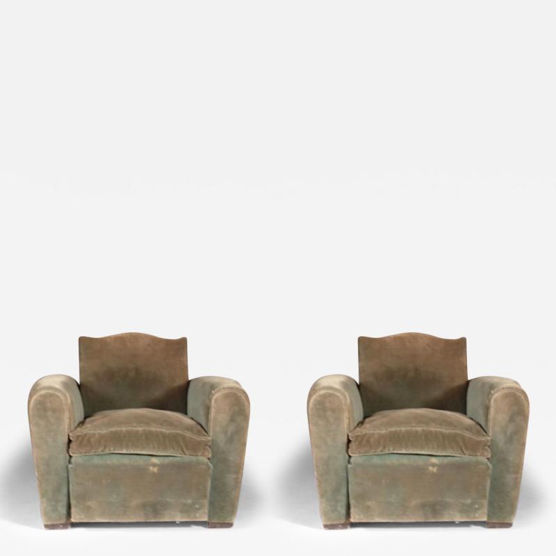 Jean Pascaud Jean Pascaud pair of small scale club chairs
