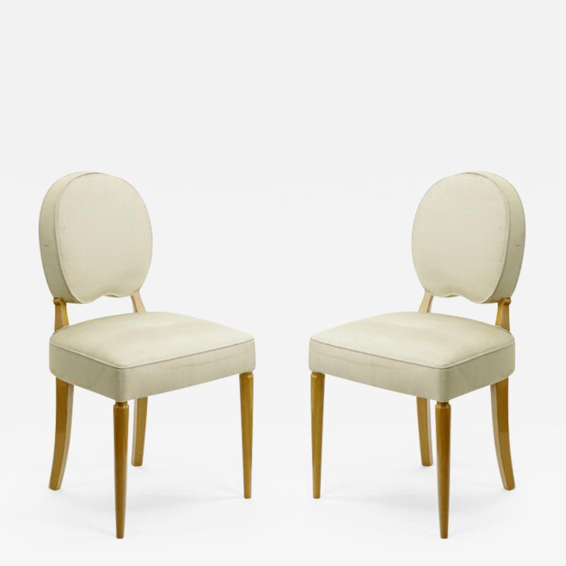 Jean Pascaud Jean Pascaud pair of sycamore lady vanity side chairs