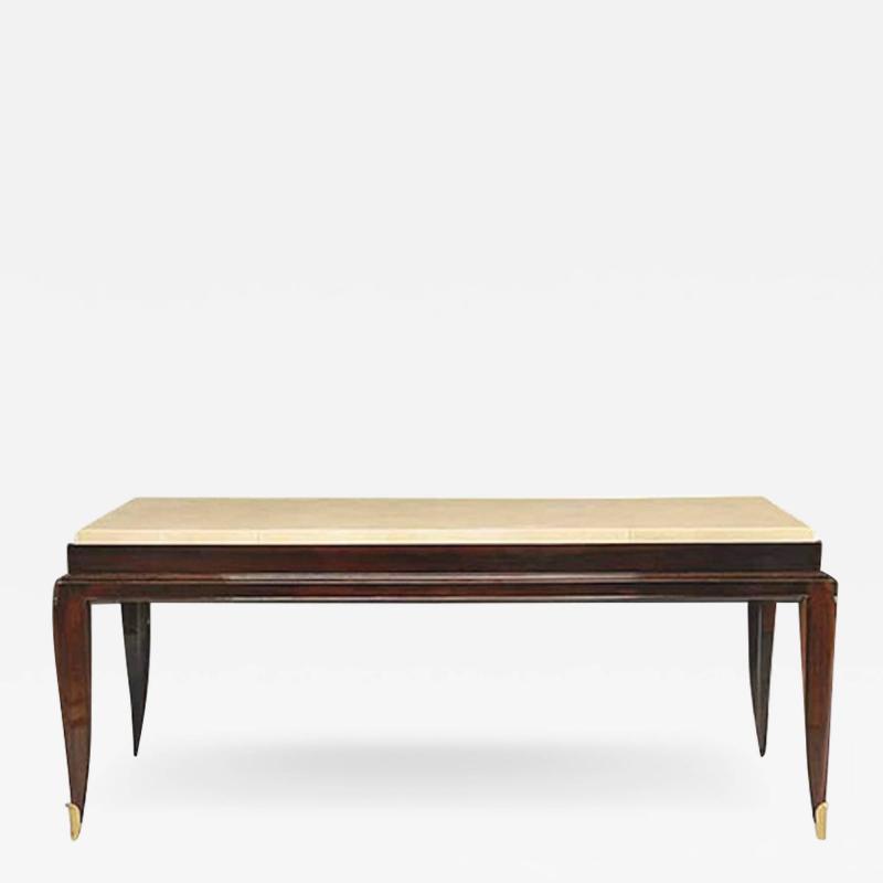 Jean Pascaud LACQUERED WALNUT AND PARCHMENT COFFEE TABLE BY JEAN PASCAUD